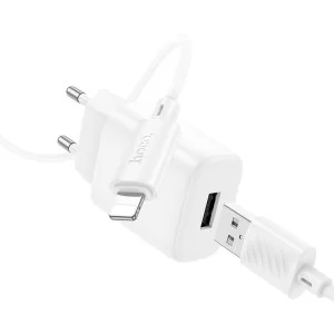 Incarcator de retea Hoco C134A Solid single-port charger set(iP) [White]